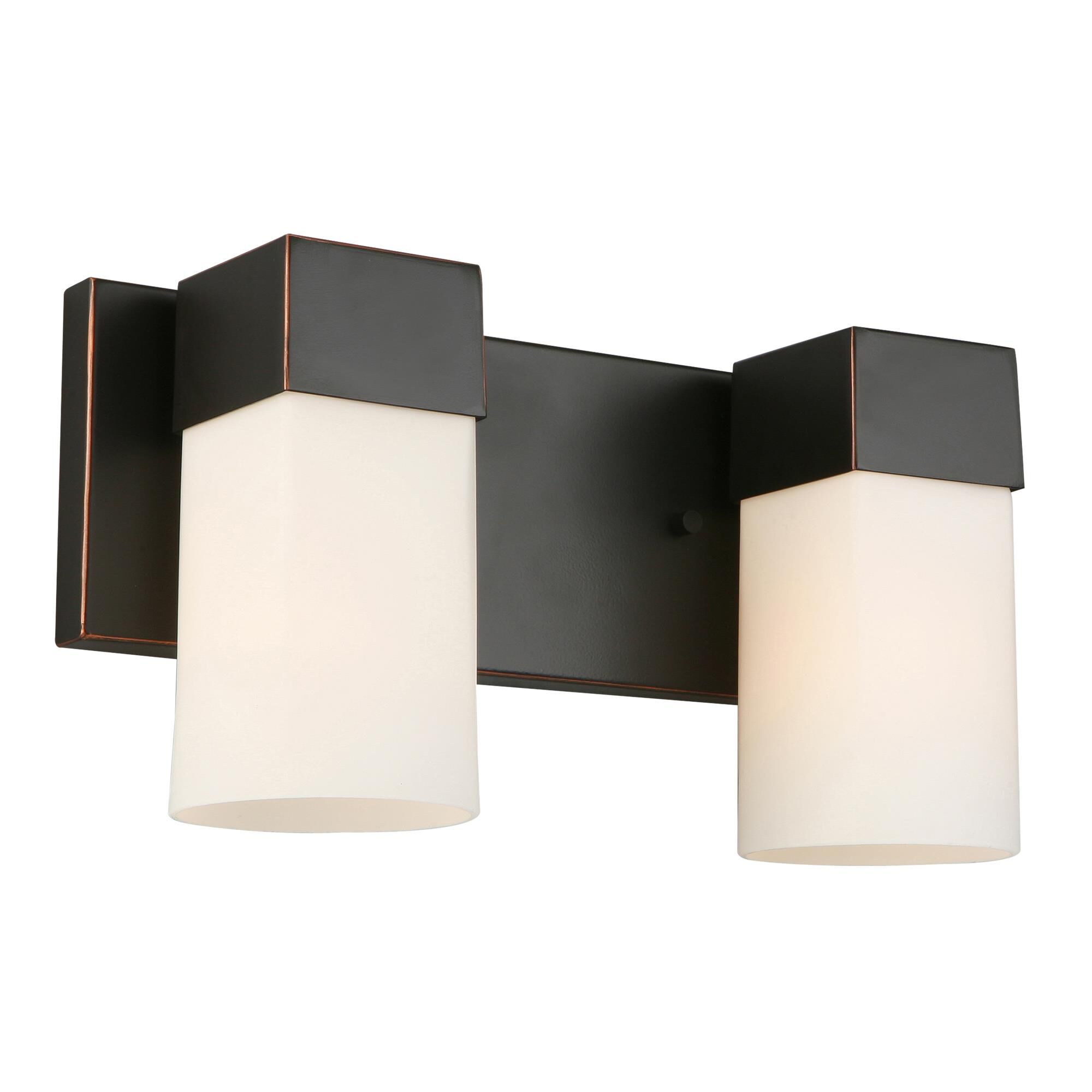 Shown in Oil Rubbed Bronze finish and Frosted glass and Square - Rectangle accent